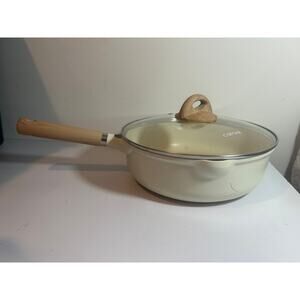 CAROTE Nonstick 5.0QT Saute Pan 11" Skillet with Cover Induction White Granite N